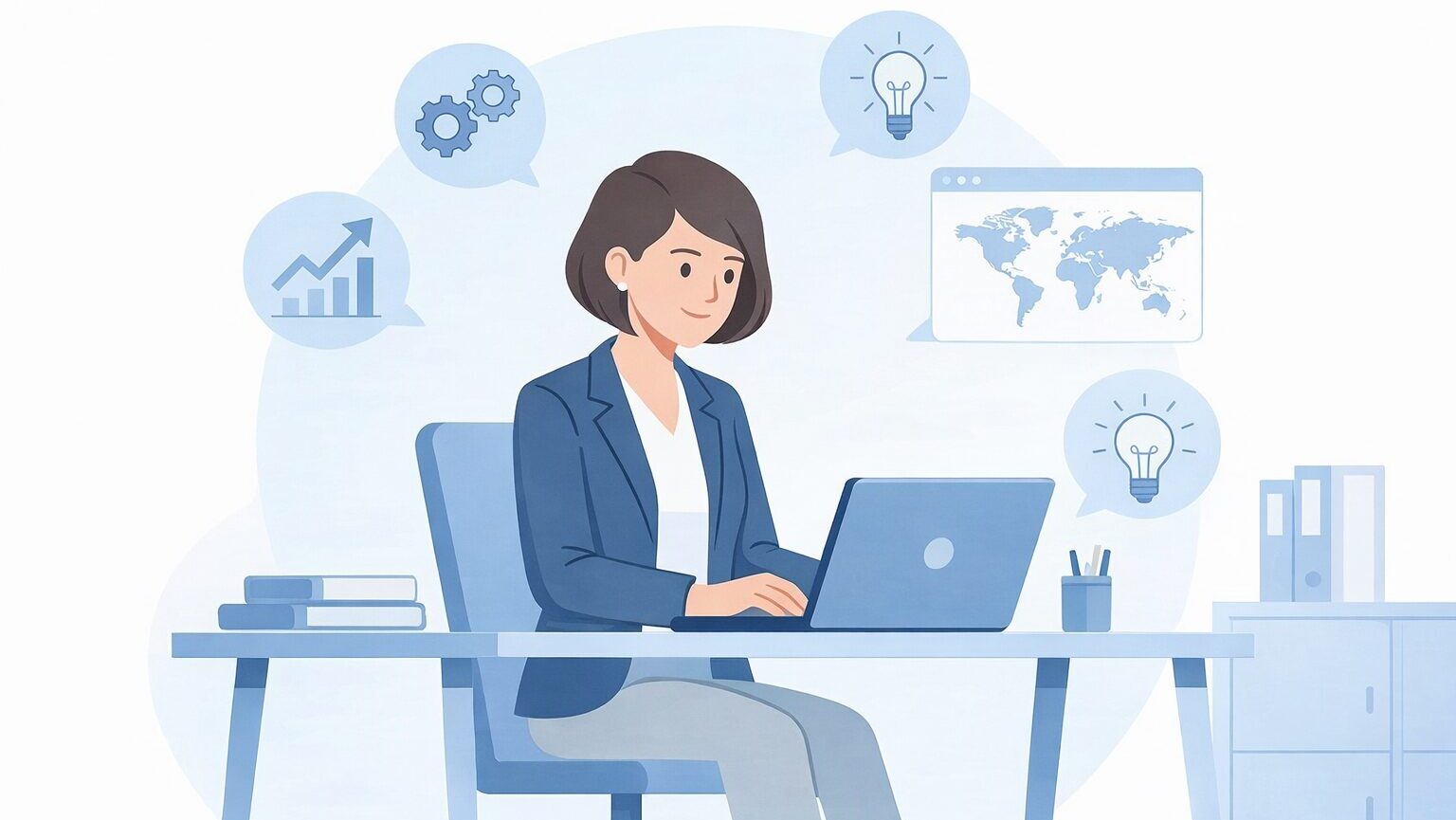 仕事をする女性のイラスト